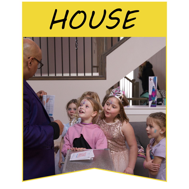 A house party magic show for a child's birthday in Vancouver